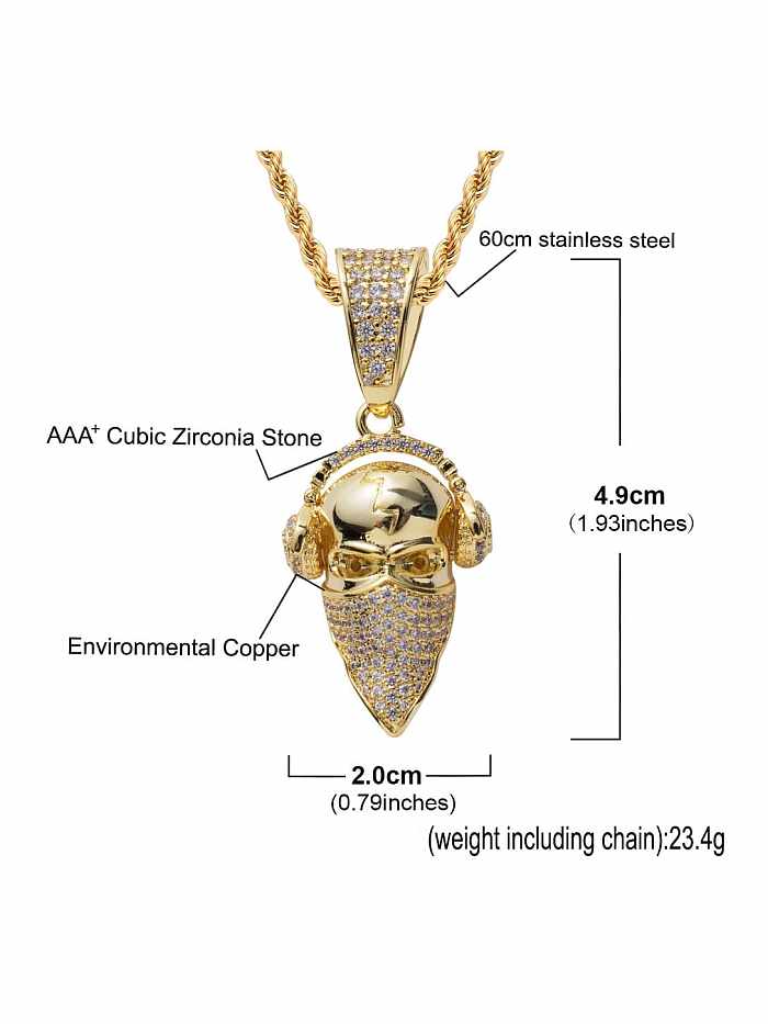 Brass Cubic Zirconia Avatar Hip Hop Necklace