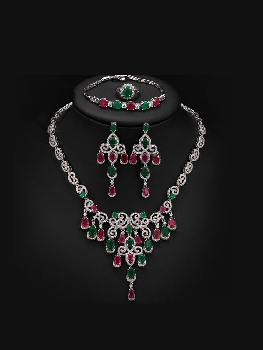Exaggerate Colorful Stones Two Pieces Jewelry Set