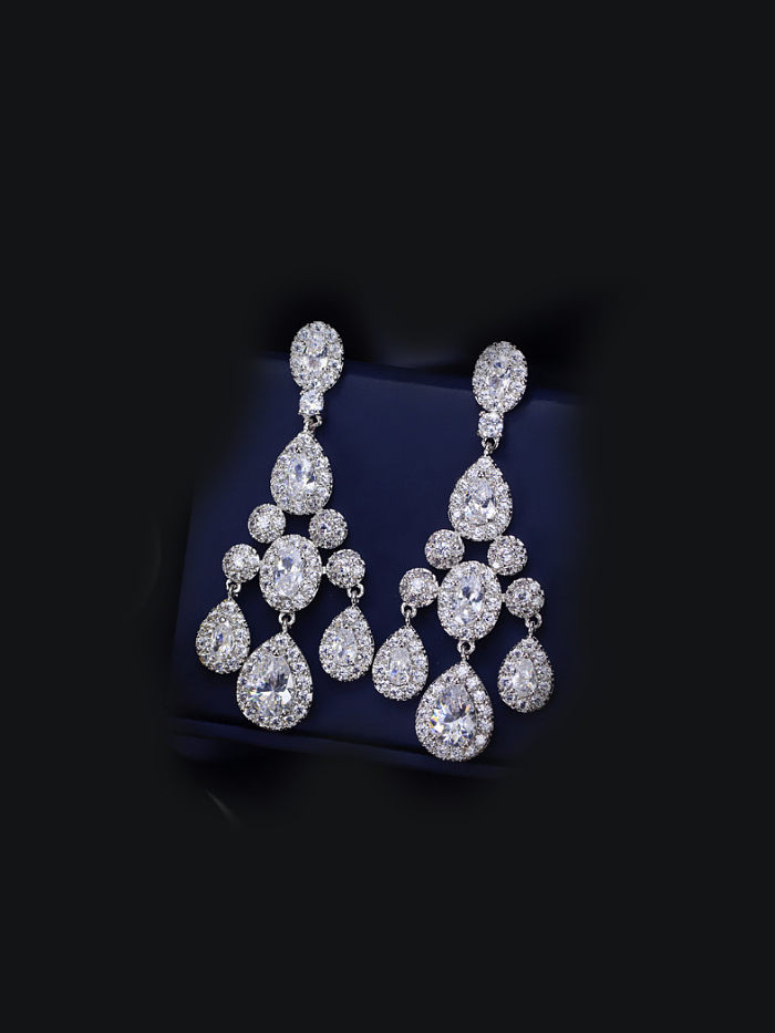 Water Drop Tassel Drop Cluster earring