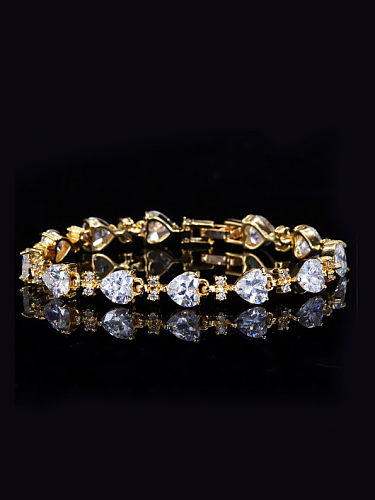 Shining Heart-shape Zircons Gold Plated Women Bracelet