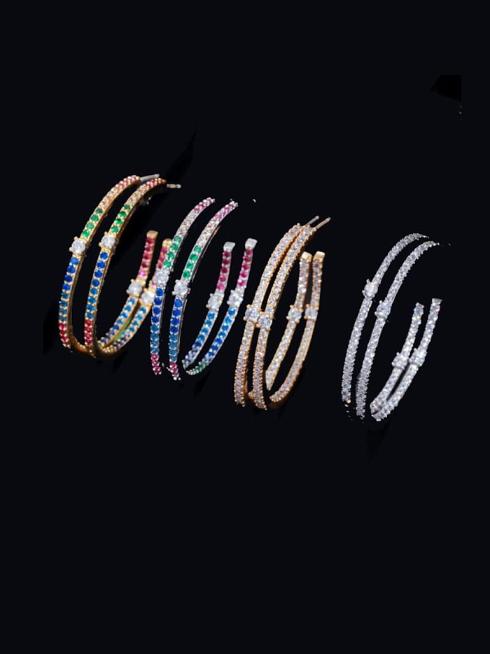 Brass Cubic Zirconia Geometric Luxury Huggie Earring