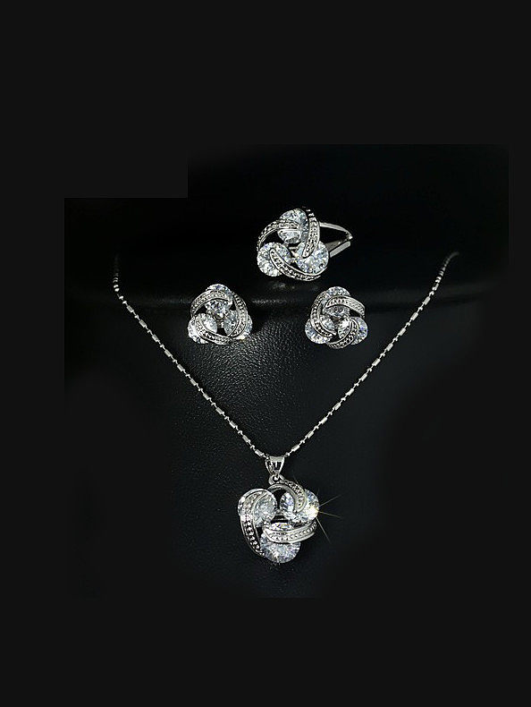 Luxury Three Zircons Jewelry Set