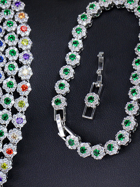 Colar redondo de brincos de zircônia com brilho de luxo e alta qualidade conjunto de joias com 3 peças