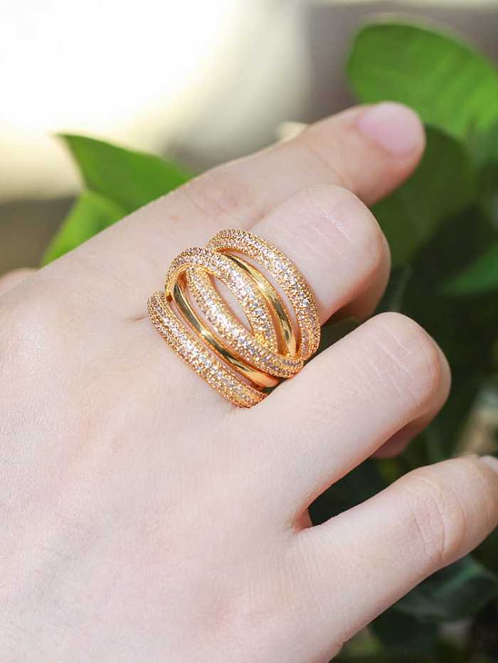 Brass Cubic Zirconia Irregular Luxury Stackable Ring