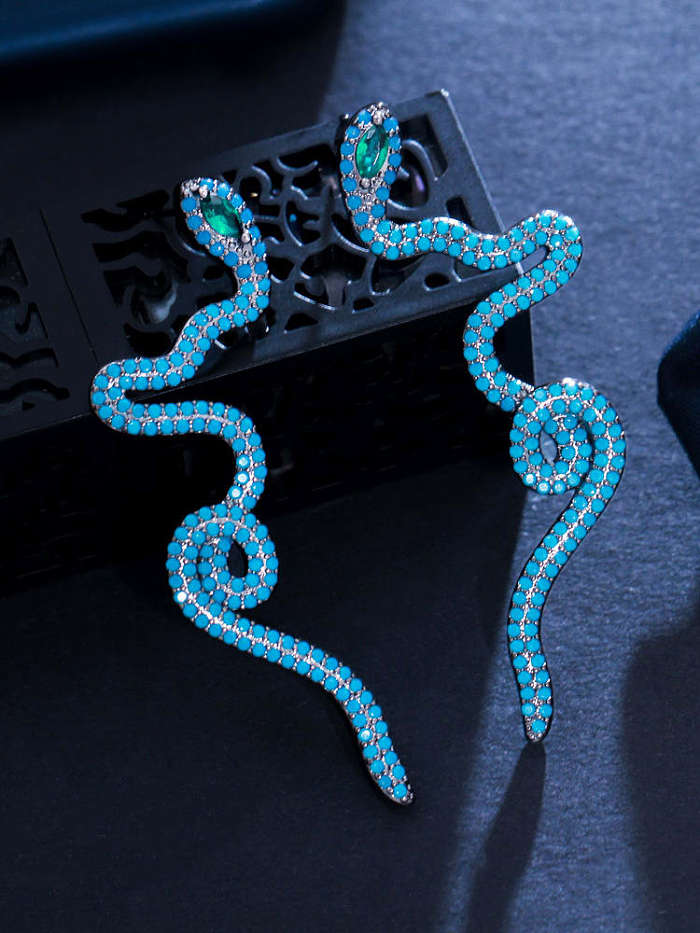Brass Cubic Zirconia Snake Vintage Clip Earring