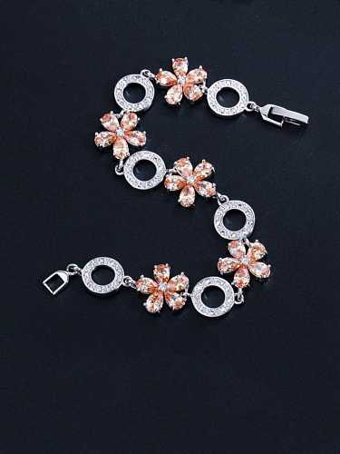 Bracelet de Luxe en Laiton Cubic Zirconia Flower