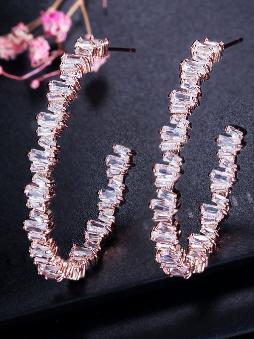 Copper With Cubic Zirconia Simplistic Irregular Stud Earrings