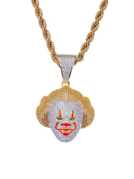 Brass Cubic Zirconia Classic clown Hip Hop Necklace