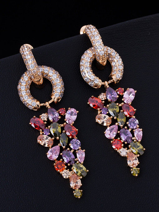 Rose Gold Plated Zircon Drop Cluster earring