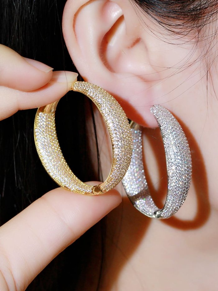 Brass Cubic Zirconia Round Luxury Cluster Earring