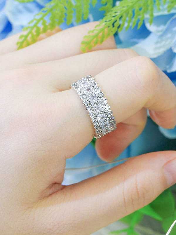 Brass Cubic Zirconia Round Dainty Band Ring