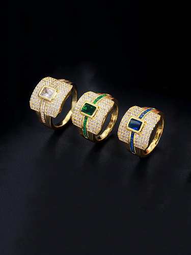 Cobre con anillos de banda cuadrada de moda chapados en oro
