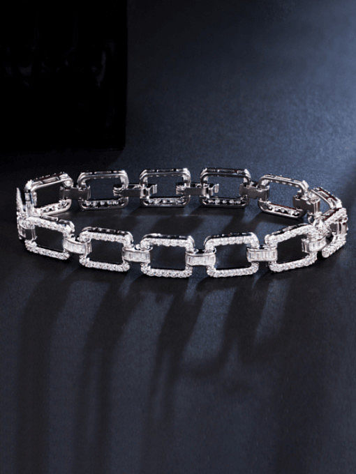 Brass Cubic Zirconia Hollow Geometric Luxury Bracelet