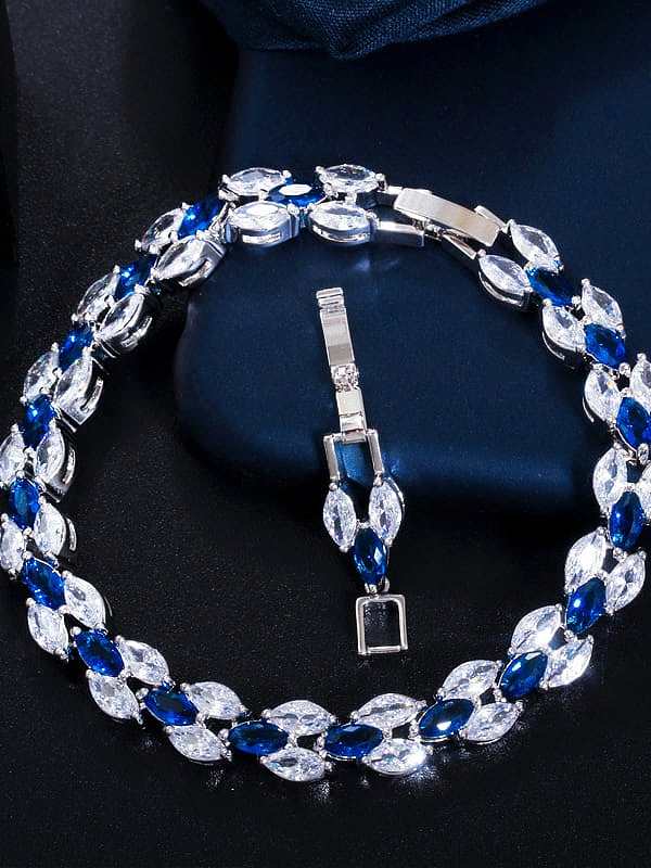 Kupfer-Zirkonia-Luxus-Wassertropfen-Ohrring und Halsketten-Set