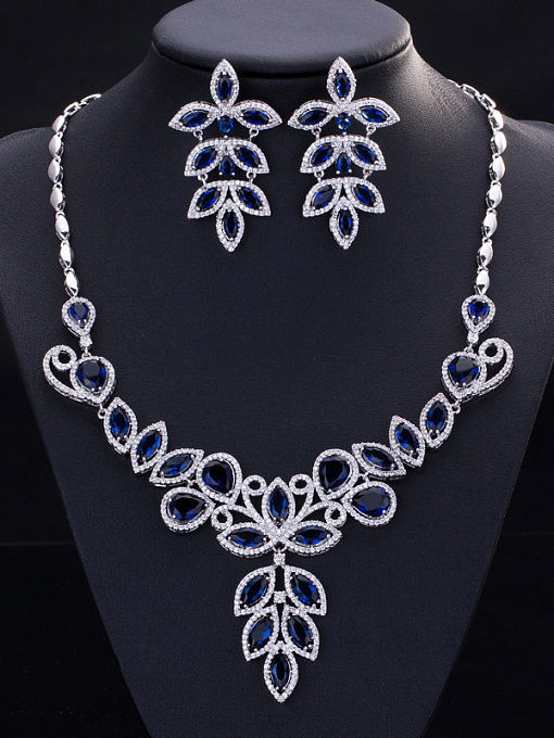 Fashionable Leaf-shape Two Pieces Jewelry Set