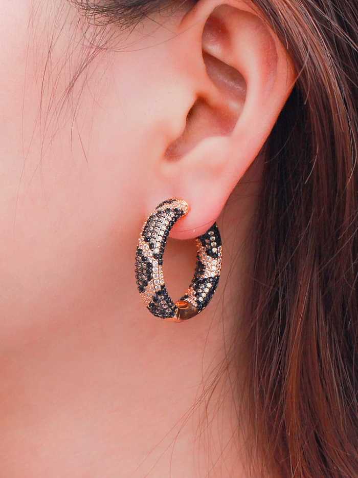 Brass Cubic Zirconia Round Vintage Huggie Earring