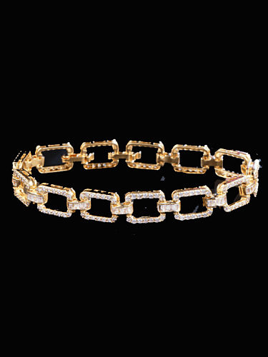 Brass Cubic Zirconia Hollow Geometric Luxury Bracelet