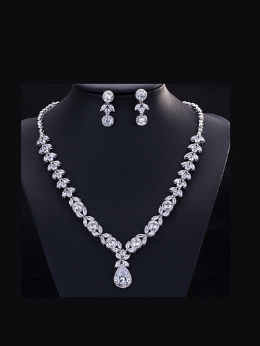 Conjunto de joias luxuosas de duas peças com zircônia AAA