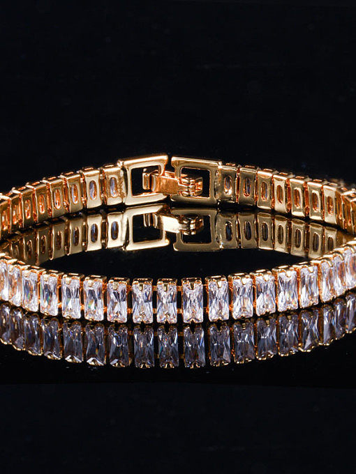 Copper inlaid with AAA zircon square sparkling bracelet