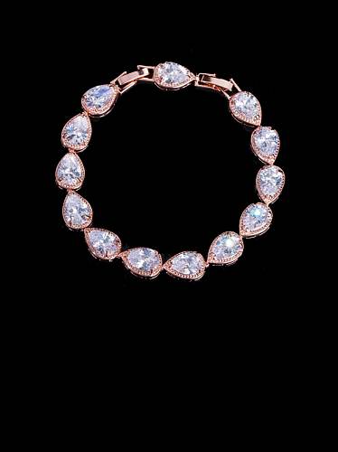 Brass Cubic Zirconia Water Drop Luxury Bracelet
