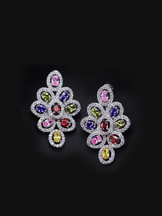 Luxurious Color Zircons Drop Cluster earring
