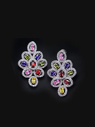 Luxuriöser Tropfen-Cluster-Ohrring mit Zirkonen in Farbe