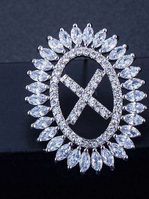 Brass Cubic Zirconia Letter Luxury Stud Earring