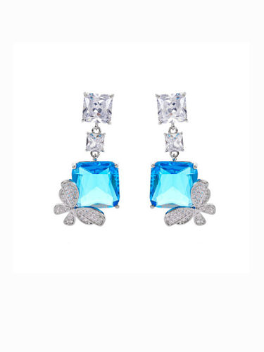 Boucles d'oreilles en grappe de luxe géométriques en laiton et zircon cubique