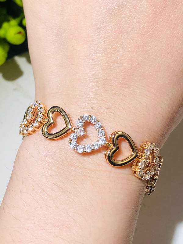 Copper Cubic Zirconia Heart Dainty Bracelet