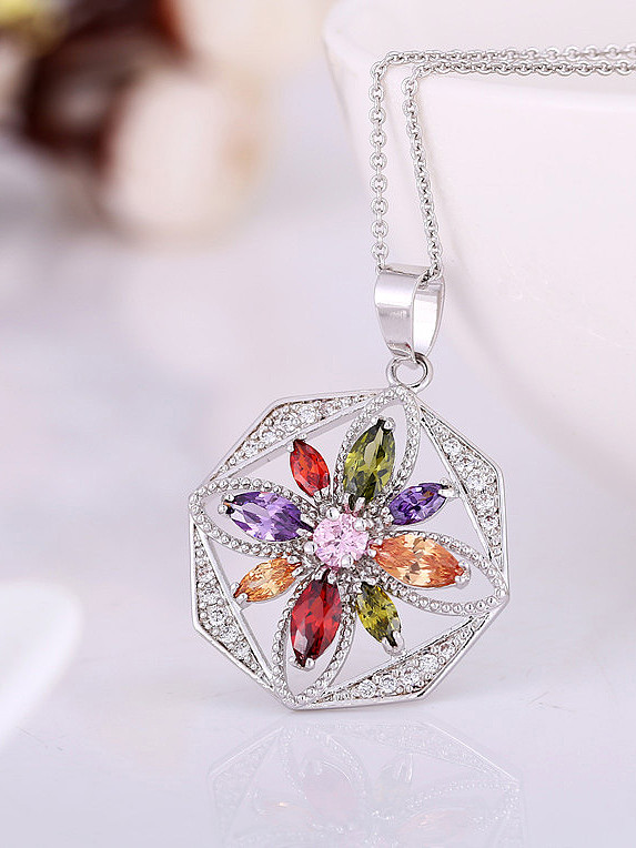 White Gold Plated Zircons Necklace