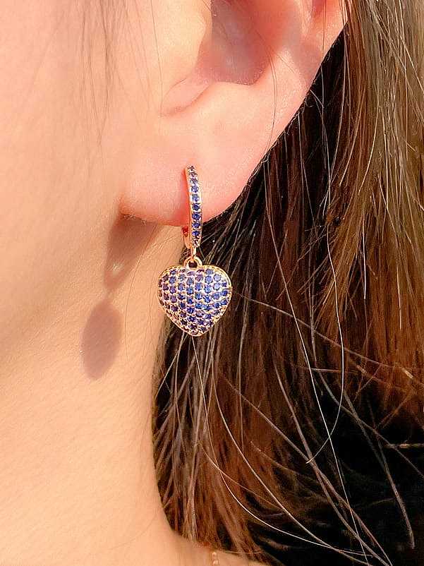 Brass Cubic Zirconia Heart Luxury Huggie Earring