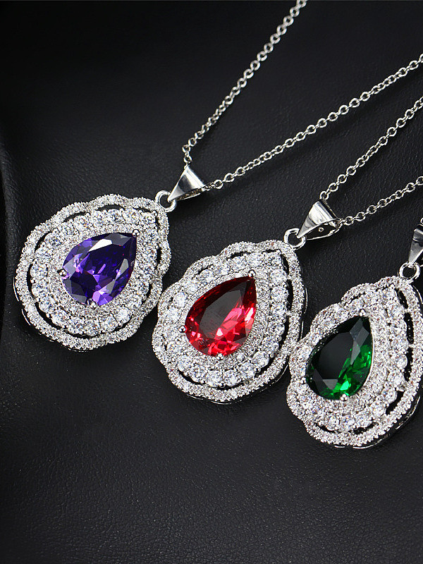 Conjunto de joias de luxo com três peças de zircônia colorida
