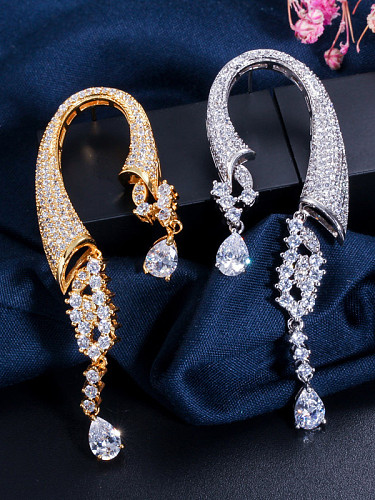 Copper With Cubic Zirconia Luxury Hook Cluster Earrings