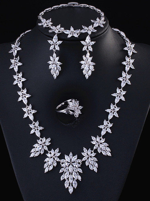 Elegante conjunto de joyas de cuatro piezas en forma de hoja