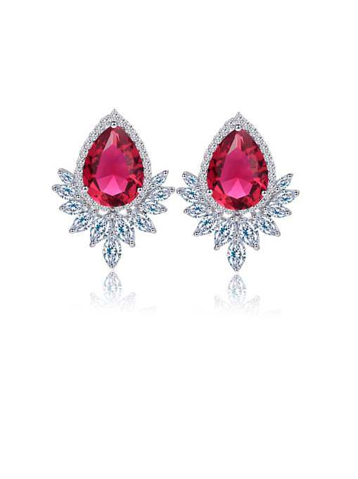 Brass Cubic Zirconia Water Drop Luxury Cluster Earring
