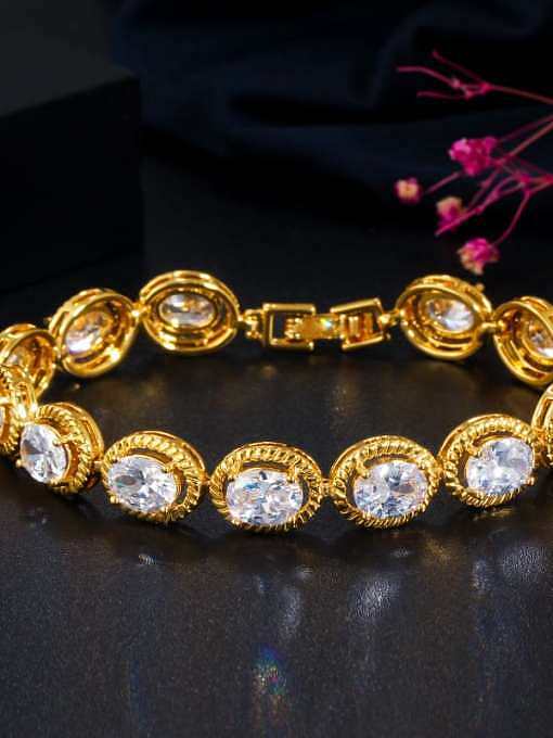 Copper Cubic Zirconia Geometric Minimalist Bracelet