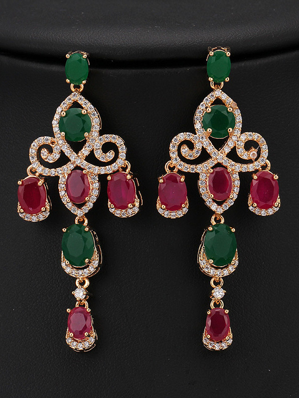 Conjunto de joias de duas peças com pedras coloridas exageradas