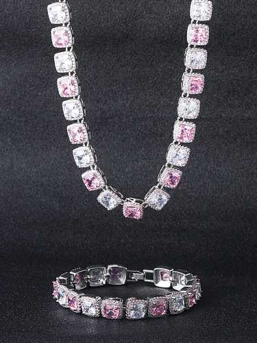 Brass Cubic Zirconia Geometric Dainty Bracelet