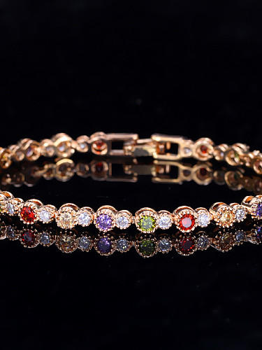 Copper inlaid AAA zircon colored blazed Bracelet