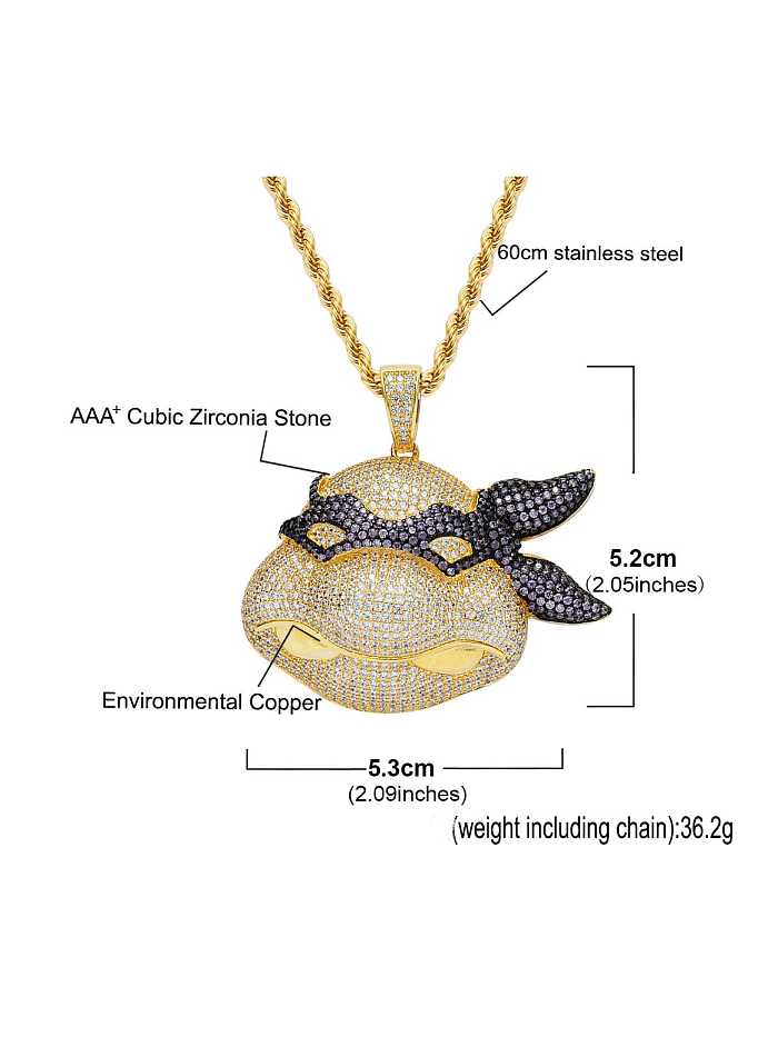 Brass Cubic Zirconia Cool anime Hip Hop Necklace