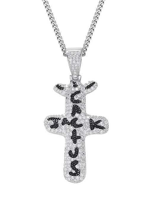 Hip-Hop-Halskette mit Zirkonia-Kreuz aus Messing