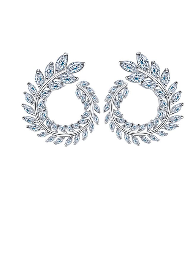 Brass Cubic Zirconia Geometric Luxury Stud Earring