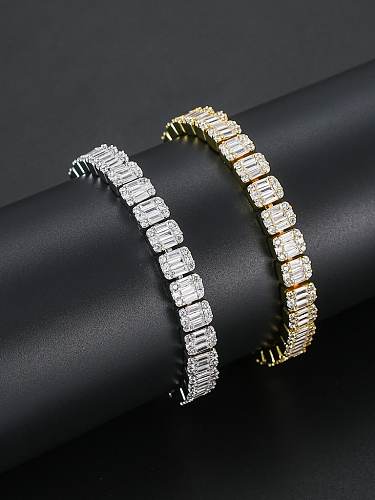 Brass Cubic Zirconia Geometric Hip Hop Bracelet