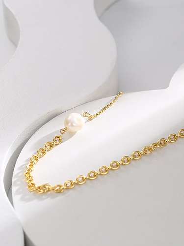 Messing Nachahmung Perle geometrische minimalistische Halskette