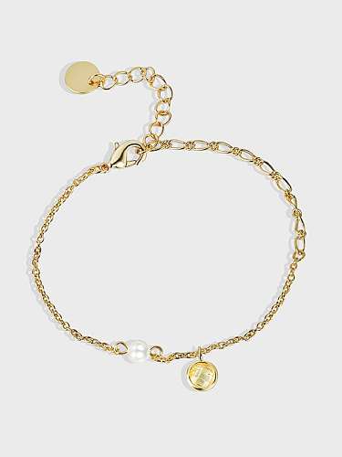 Bracelet minimaliste géométrique en laiton imitation perle