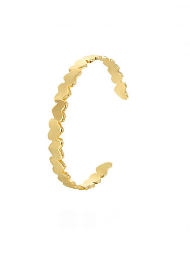 Bracelet manchette minimaliste cœur lisse en laiton