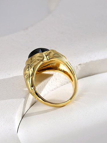 Brass Acrylic Heart Vintage Band Ring