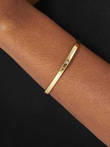 Bracelet manchette minimaliste géométrique en laiton avec strass