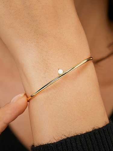 Bracelet manchette minimaliste géométrique en laiton opale