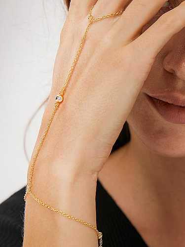 Brass Cubic Zirconia Geometric Minimalist Ring Bracelet